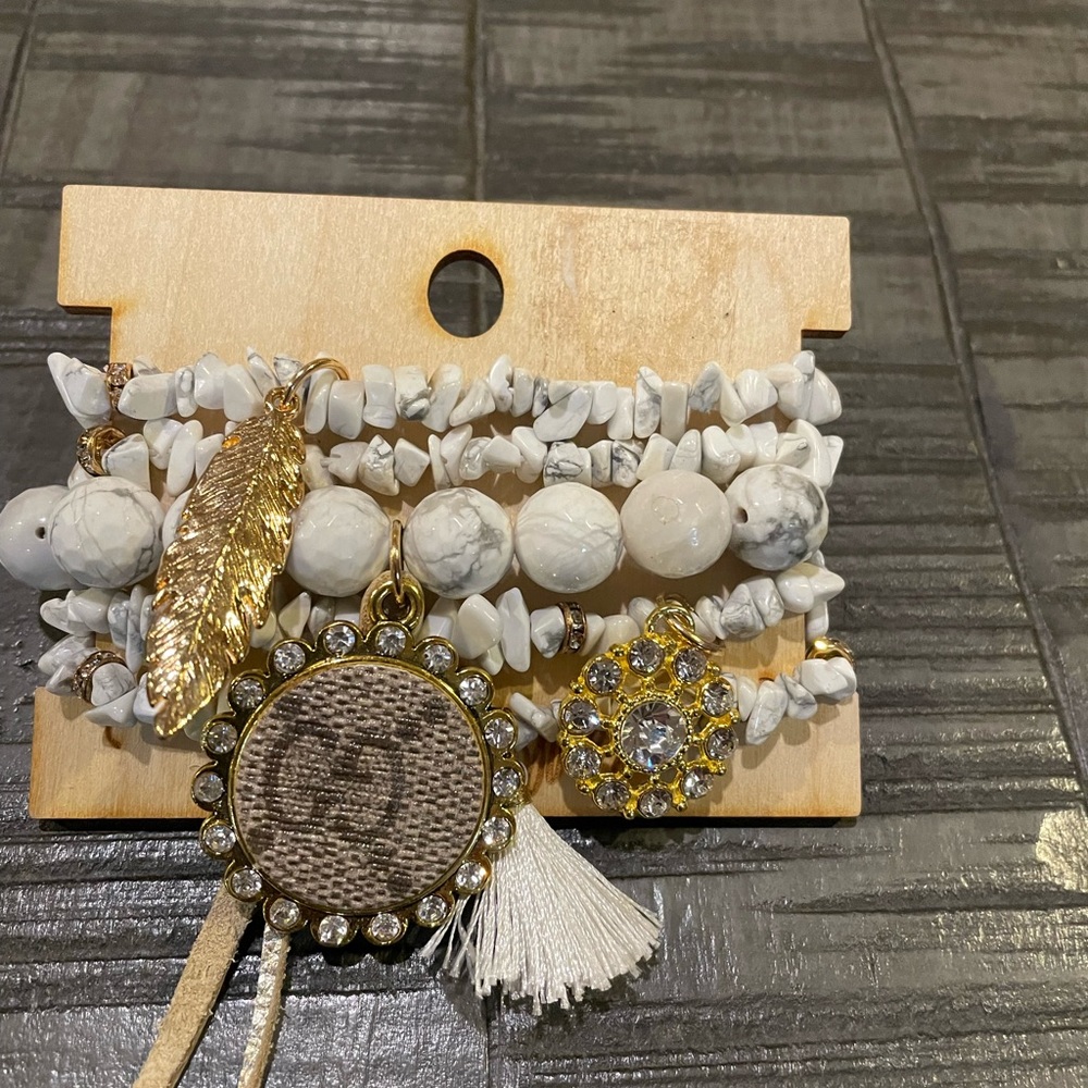 Stacked Upcycled Gucci bracket set.